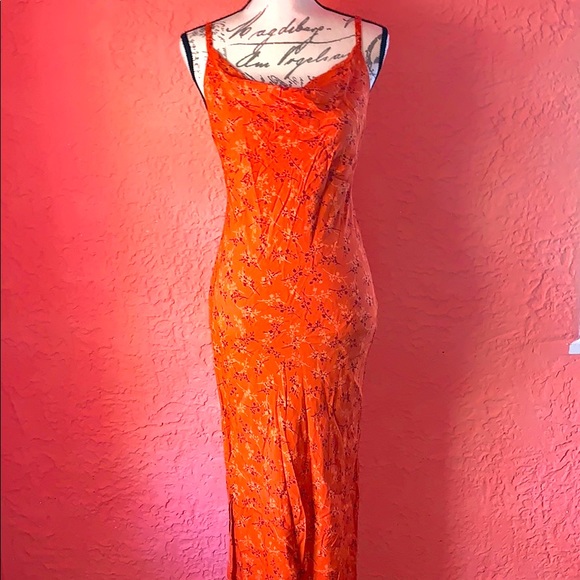 Vintage GAP Dresses & Skirts - 🍊Vintage Gap Orange Floral Cowl-neck Slipdress